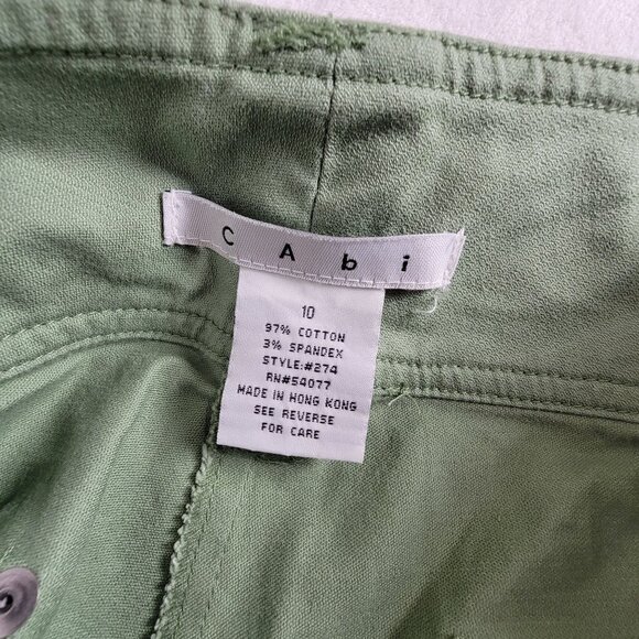 Cabi Womens Mid-Rise Cargo Pants Size 10 Green Wide Leg Stretch Casual #274 - Picture 3 of 8